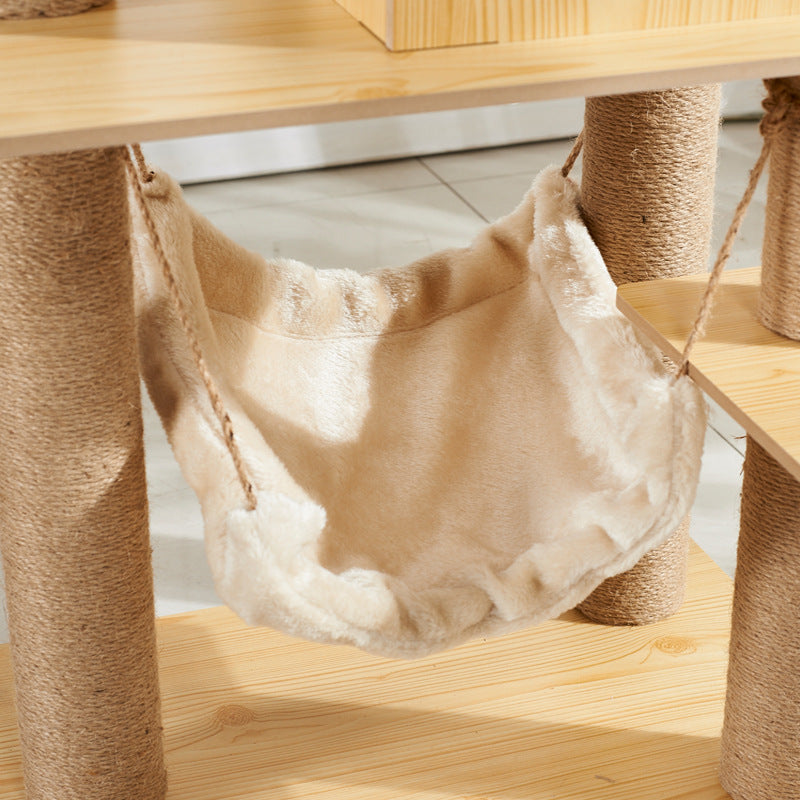 4 Layer Wooden Cat Tower With Sisal Rope Cat Scratching Posts