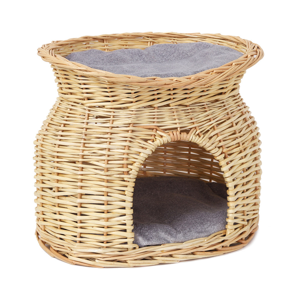 Two Tier Rattan Wicker Cat Basket