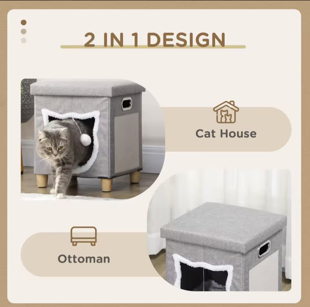 The Cat Life 2 in 1 Cat Bed Ottoman