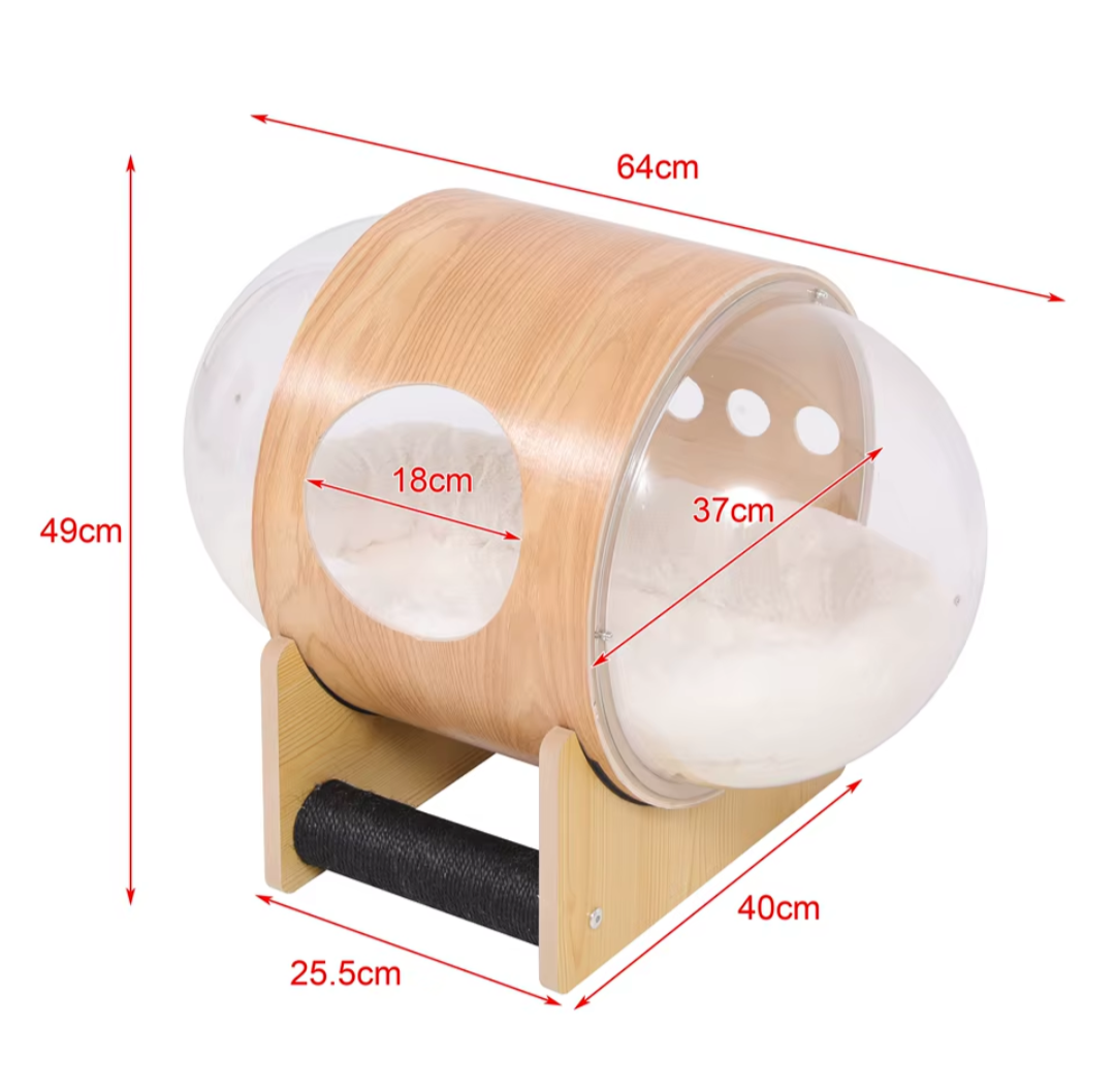 Space Capsule Cat Bed with Transparent Dome & Sisal Roller – Exclusive to The Cat Life – £50 OFF