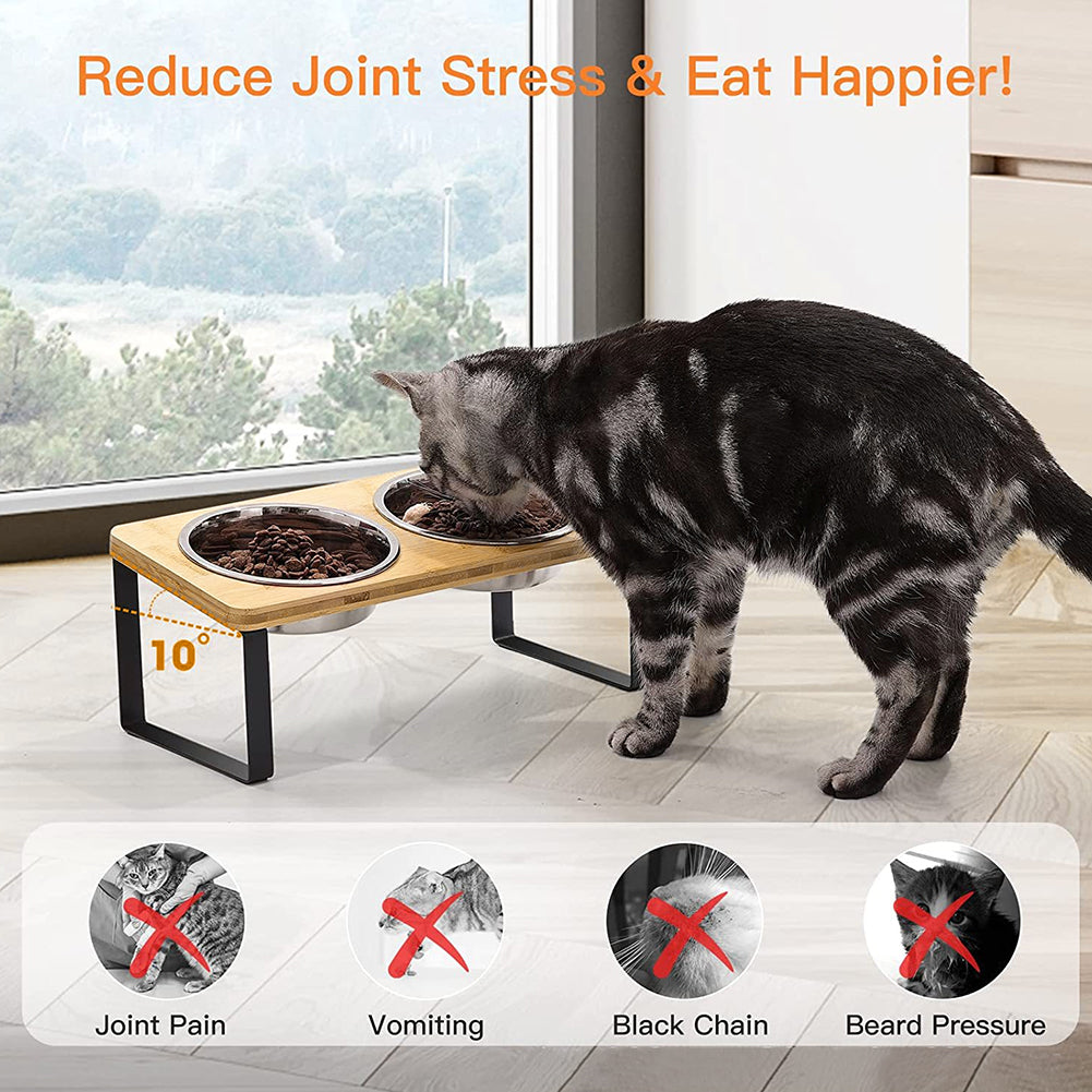Elevated Double Cat Feeder - FREE DELIVERY