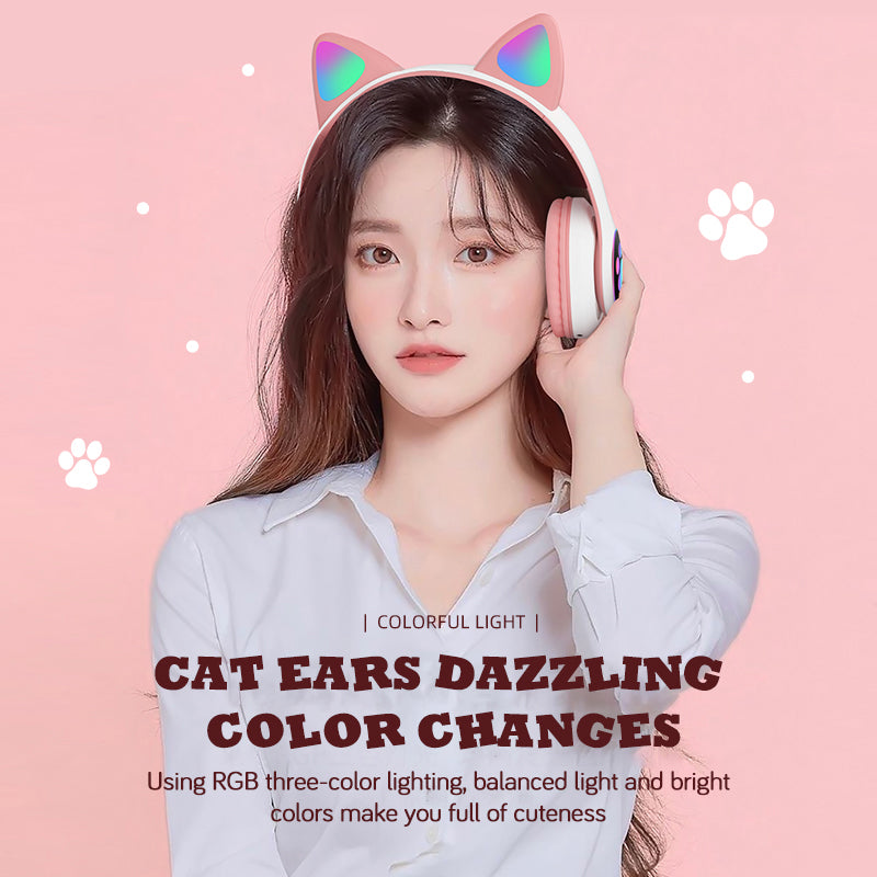 Flashing Cat Ear Bluetooth Headphones