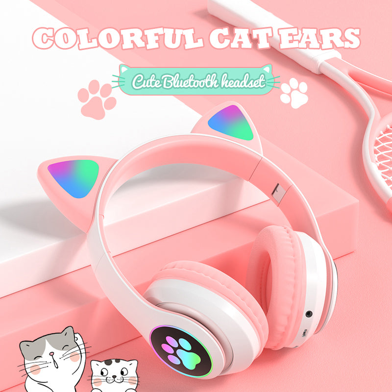 Flashing Cat Ear Bluetooth Headphones