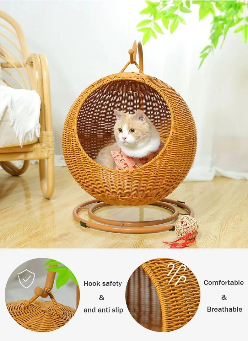 Hand Woven Cat Bed Swinging Basket