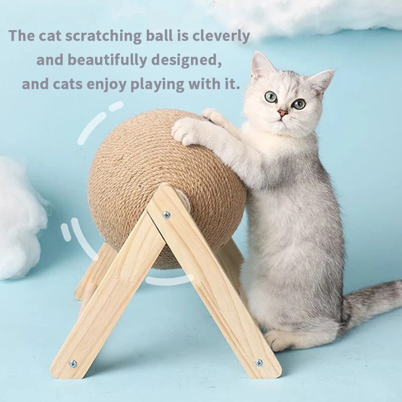 Cat scratching ball wooden frame