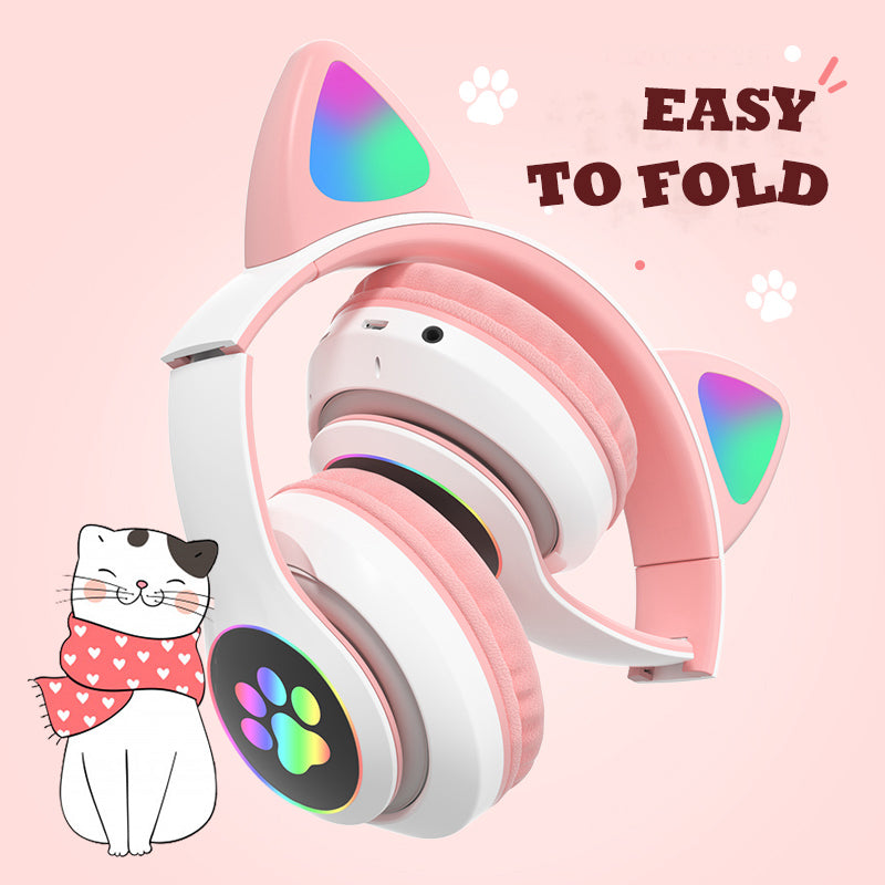 Flashing Cat Ear Bluetooth Headphones