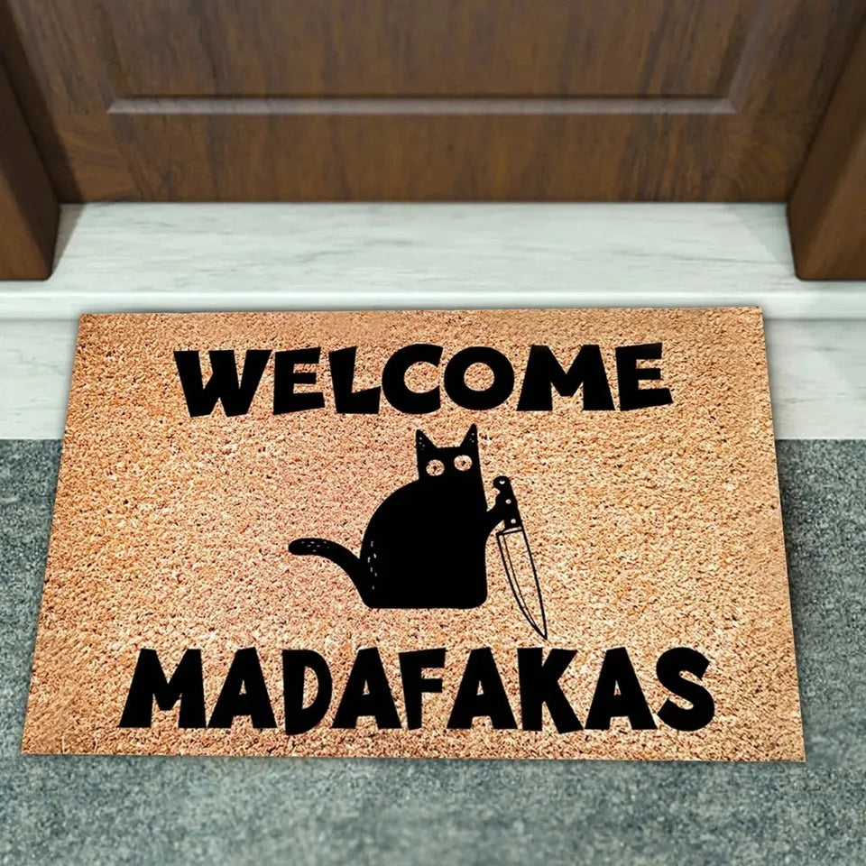 Dark Cat Welcome Floor Mat