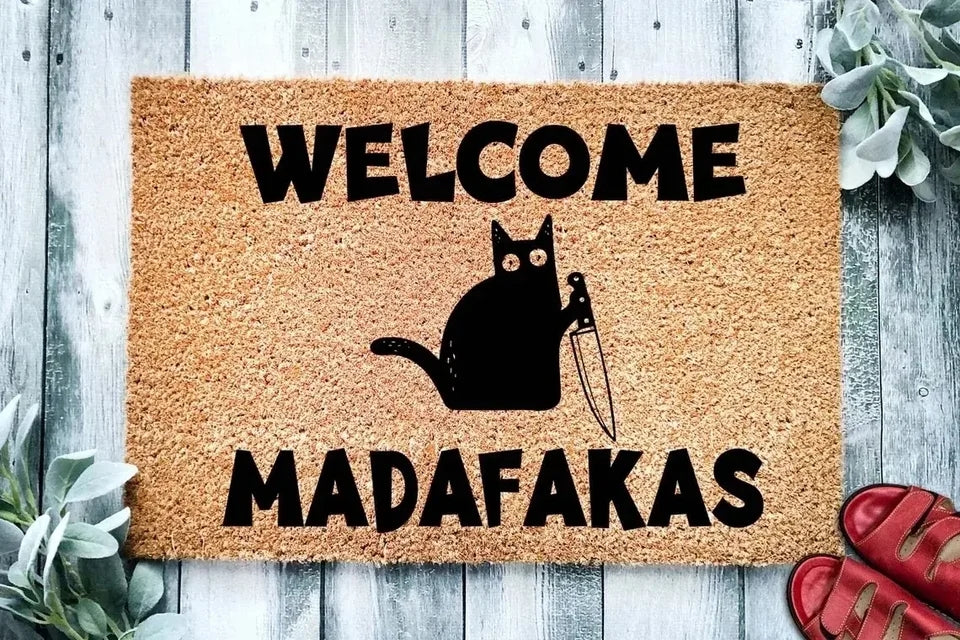 Dark Cat Welcome Floor Mat