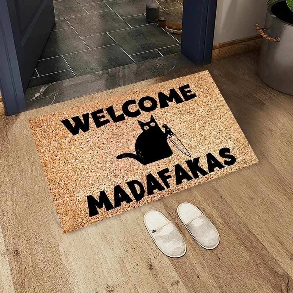 Dark Cat Welcome Floor Mat