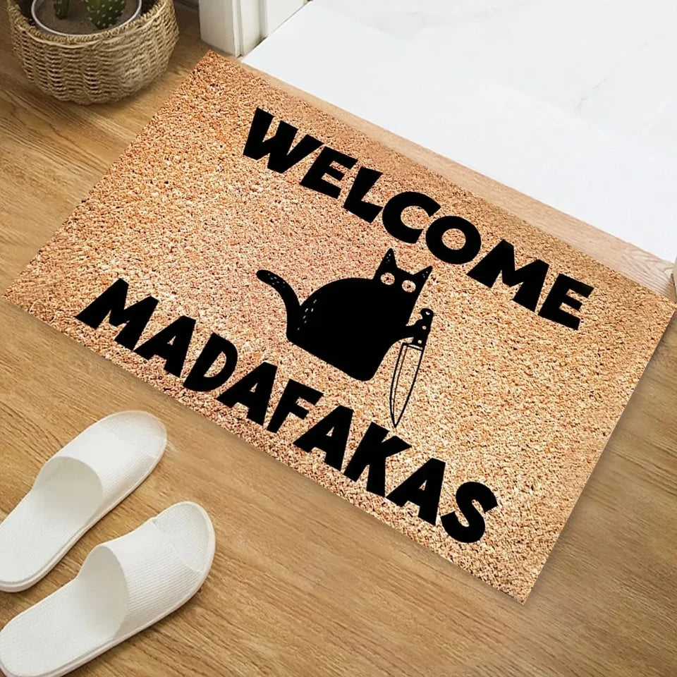 Dark Cat Welcome Floor Mat