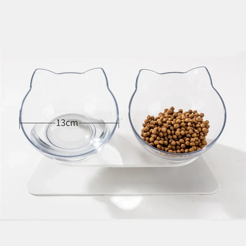 Non-Slip Twin Cat Feeding Bowls with Stand - Free Delivery