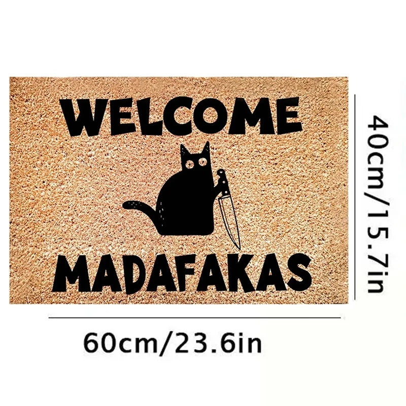 Dark Cat Welcome Floor Mat