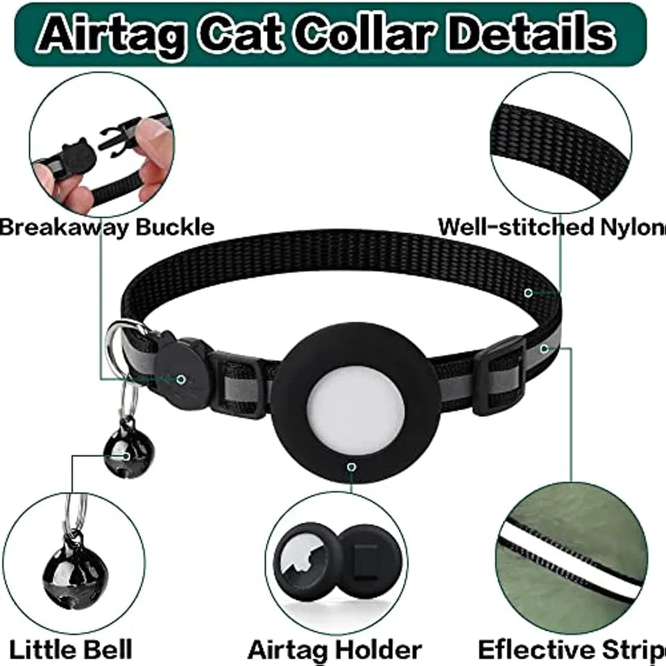 Reflective Apple Airtag Collar with Safety Buckle