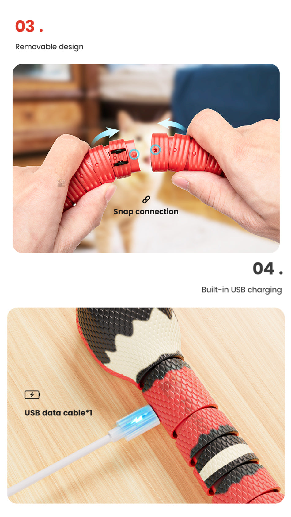 Smart Sensing Snake Cat Toy