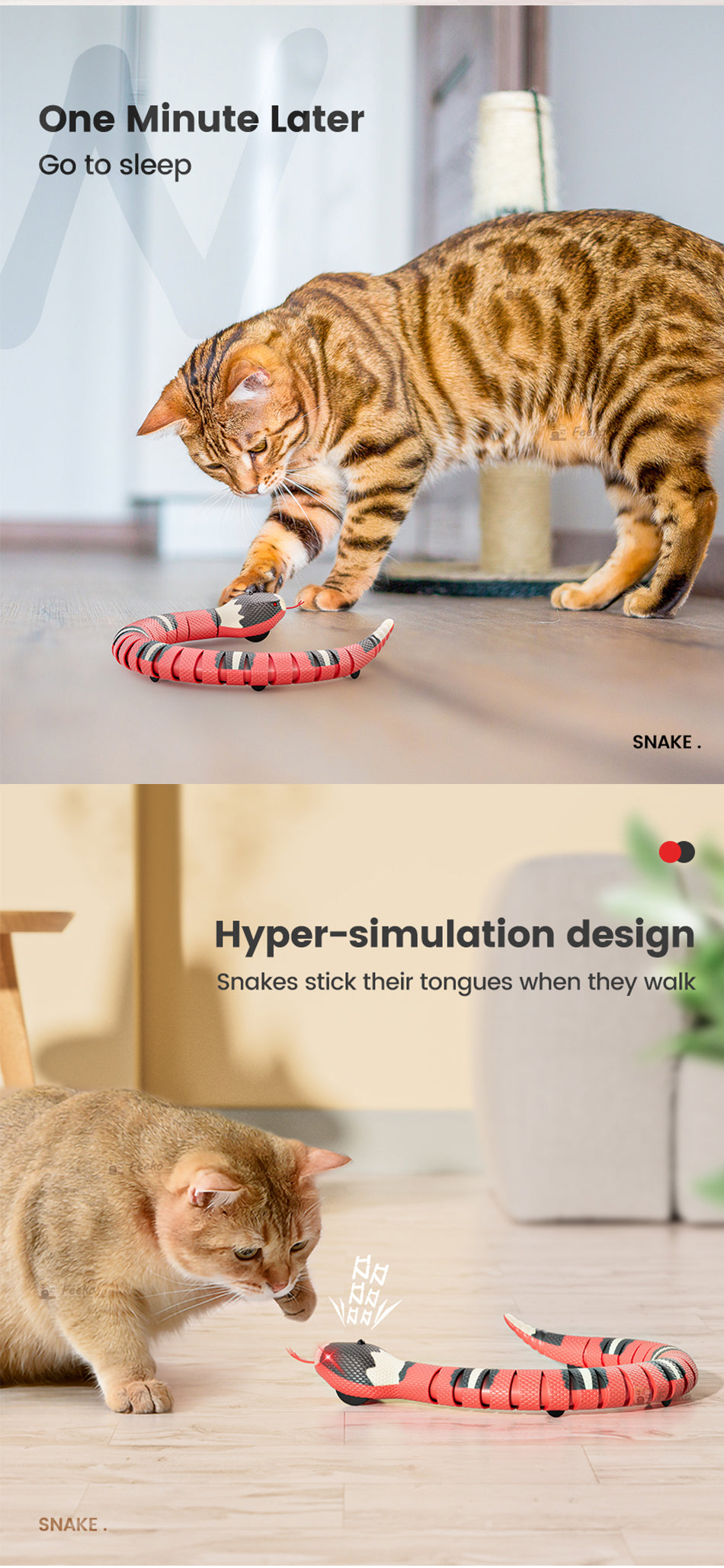 Smart Sensing Snake Cat Toy