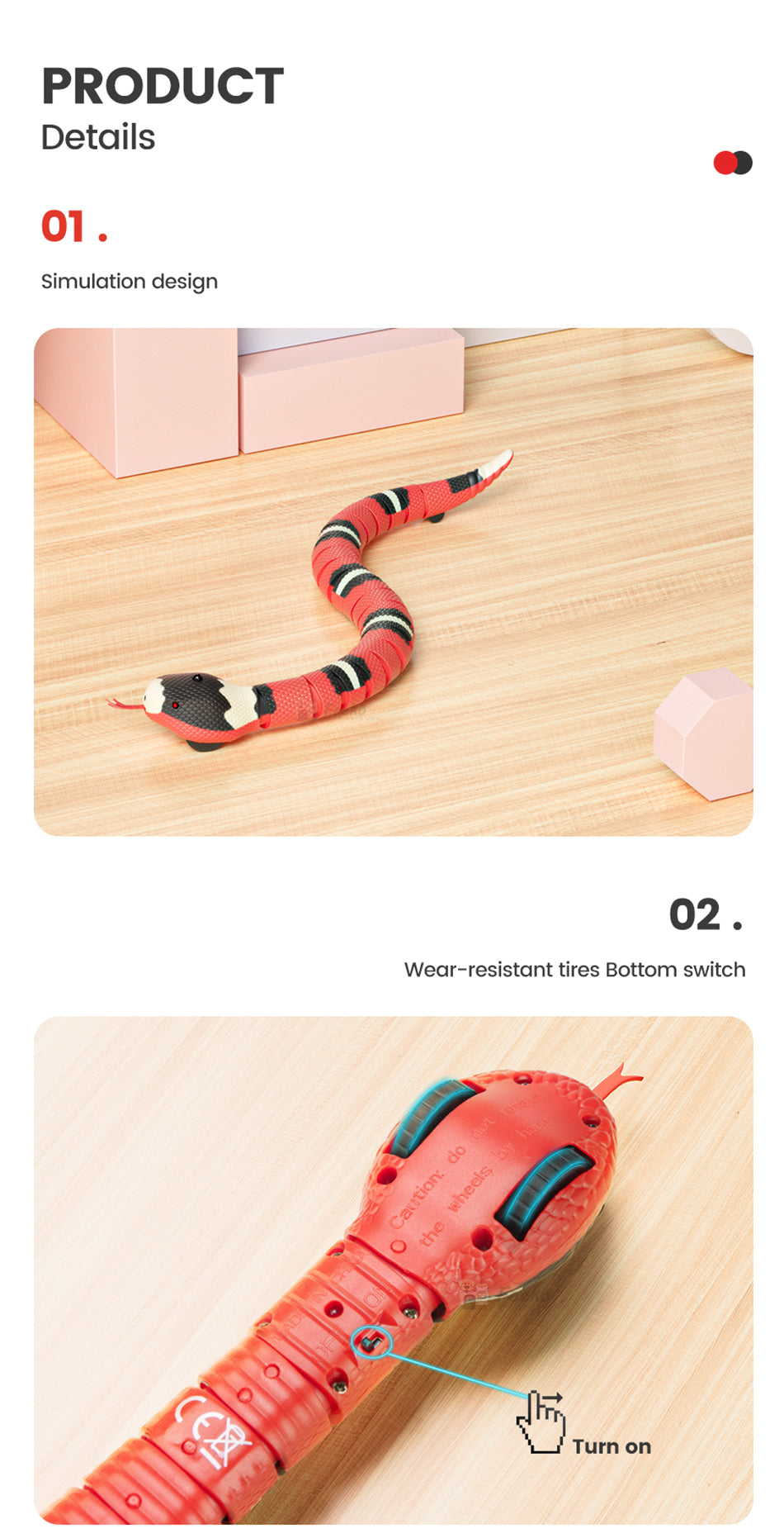 Smart Sensing Snake Cat Toy