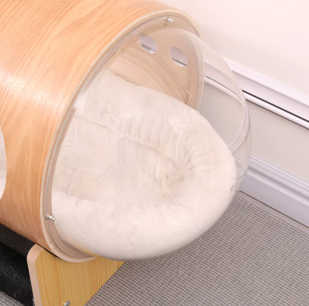 Space Capsule Cat Bed with Transparent Dome & Sisal Roller – Exclusive to The Cat Life – £50 OFF