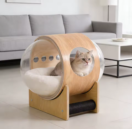 Space Capsule Cat Bed with Transparent Dome & Sisal Roller – Exclusive to The Cat Life – £50 OFF