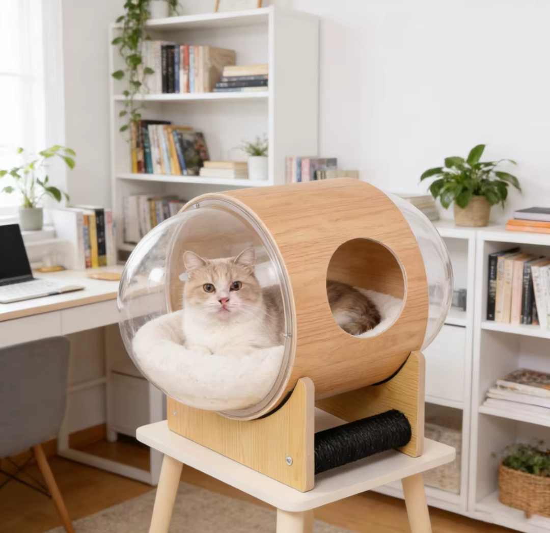 Space Capsule Cat Bed with Transparent Dome & Sisal Roller – Exclusive to The Cat Life – £50 OFF
