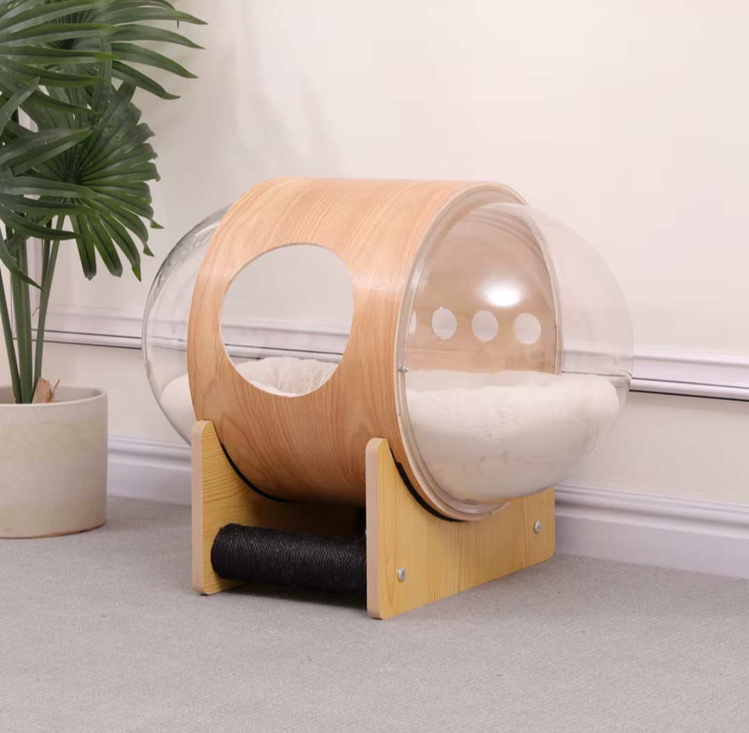 Space Capsule Cat Bed with Transparent Dome & Sisal Roller – Exclusive to The Cat Life – £50 OFF
