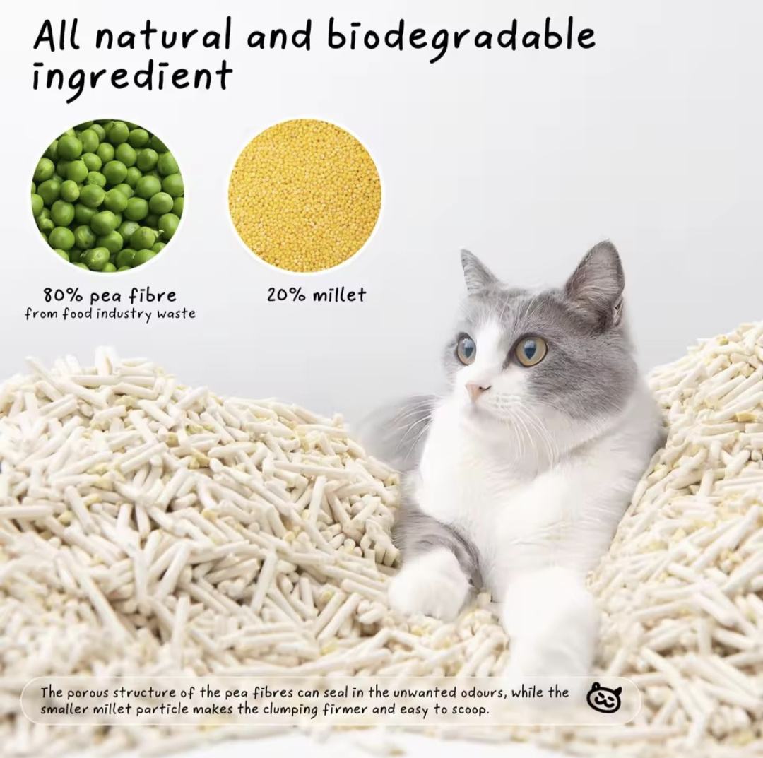 Coco Cat Plant-Based Tofu Cat Litter – Natural Pea Fiber & Millet Blend, Fast Clumping, Odor Control