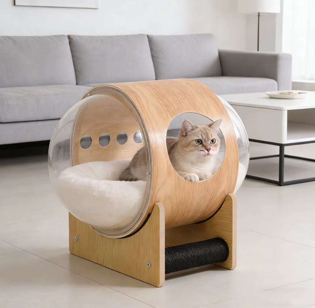 Space Capsule Cat Bed with Transparent Dome & Sisal Roller – Exclusive to The Cat Life – £50 OFF