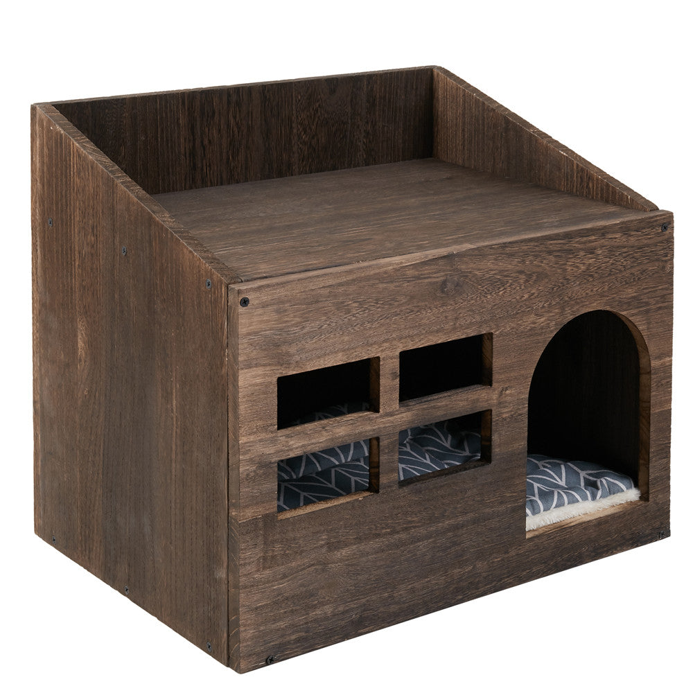 Durable Wooden Cat Cave with Table Top