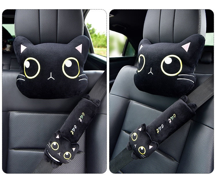 Cute Cat Car Pillows and Seatbelt Covers