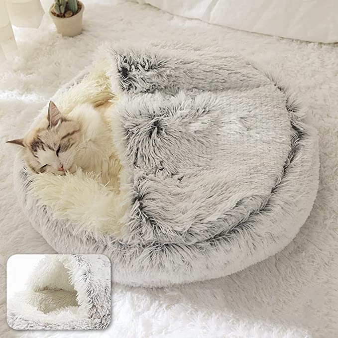 Plush Cat Bed Round Cat Cushion House