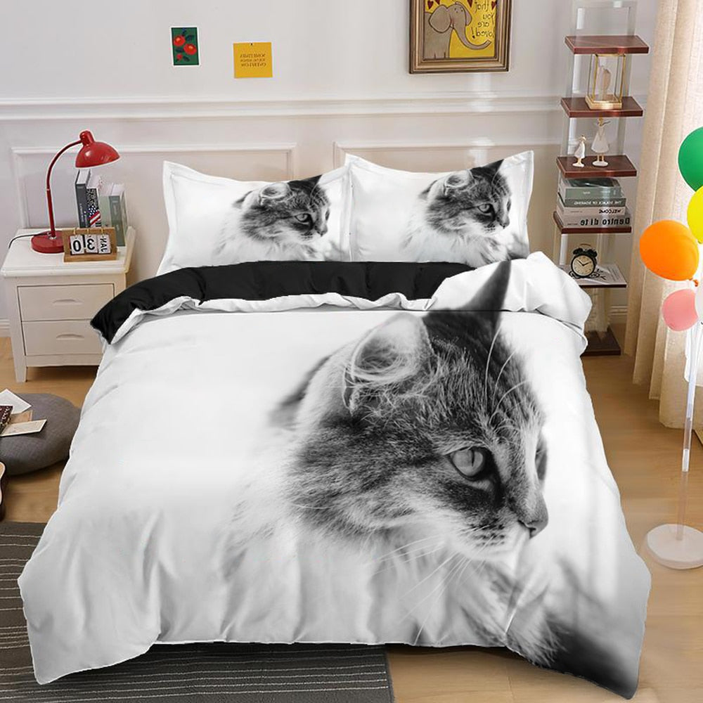 Lovely Cat Bedding Set Cute Kitten Duvet Cover with Pillowcase