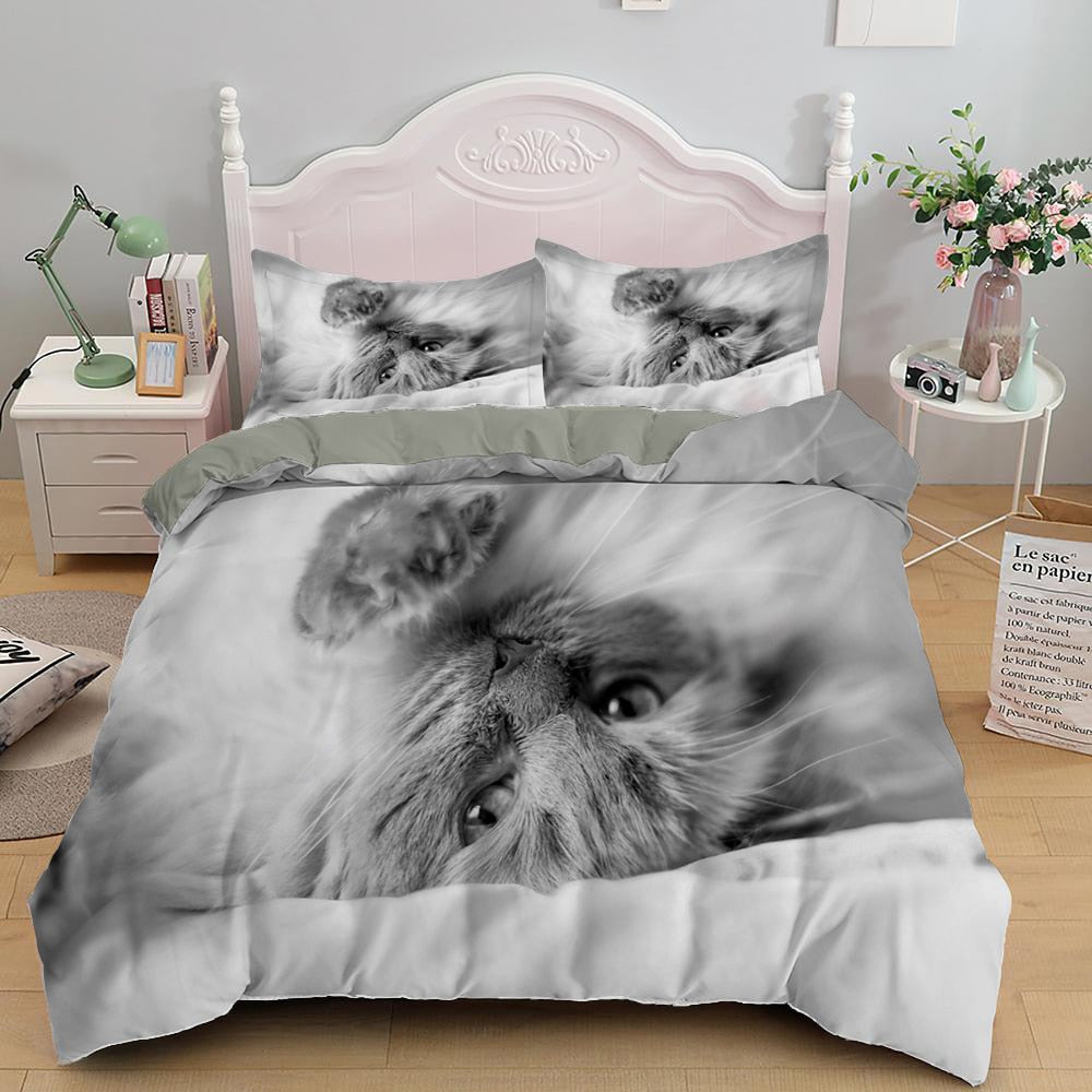 Lovely Cat Bedding Set Cute Kitten Duvet Cover with Pillowcase