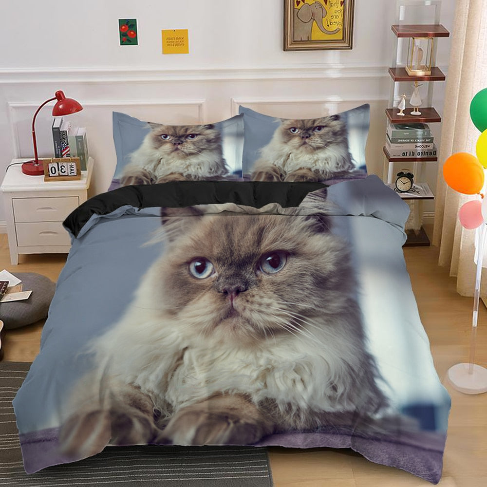 Lovely Cat Bedding Set Cute Kitten Duvet Cover with Pillowcase