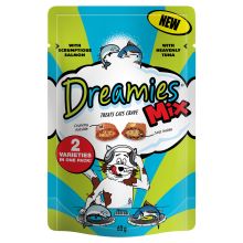 Dreamies Mix Cat Treats with Scrumptious Salmon & Heavenly Tuna 60g